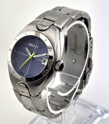 DKNY Stainless Spoon Style Watch w Date Function Silver Tone 