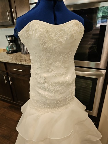 Melissa Sweet Beaded Ruffle trumpet Mermaid Lace Strapless Wedding Gown 4 - Picture 3 of 17