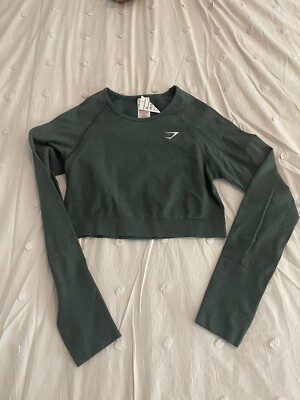 Gymshark Women's Vital Seamless Crop Top Obsidian Green