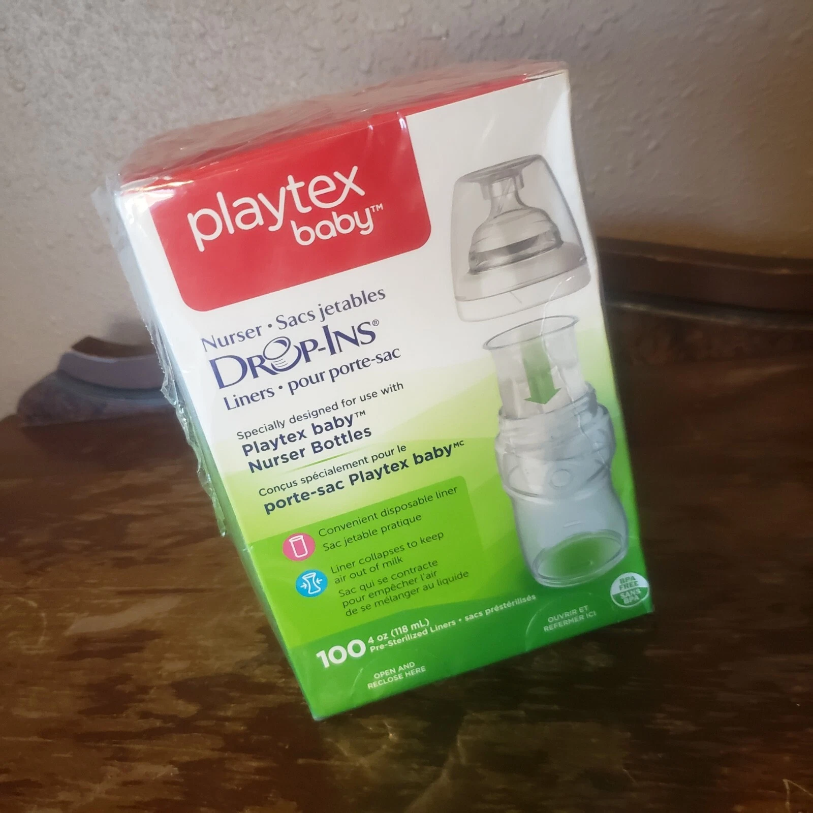 Playtex Baby Drop-Ins 4 oz Disposable Nurser Liners BPA-Free (100 ct) SEAL BROKE