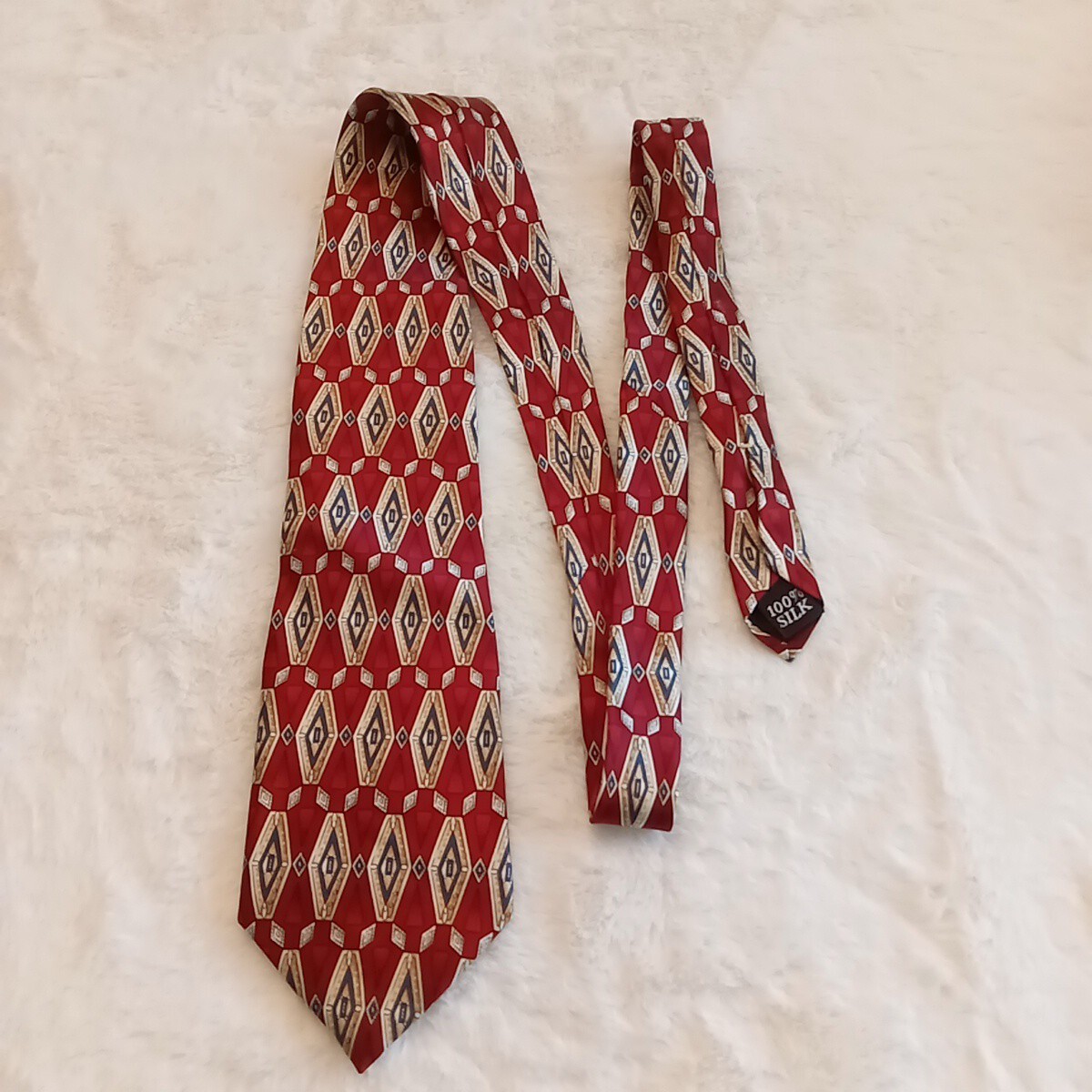 Mark Alexander Vintage Mens Abstract Silk Tie GUC Red And Blue Tie 60" X 3.75"