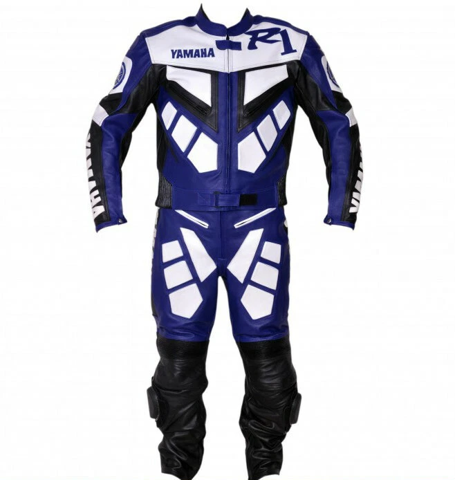 YAMAHA R1 Hommes Combinaison de Moto en Cuir Courses Moto en Cuir Veste Pantalon - Photo 2/4