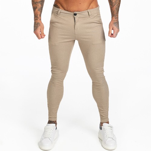 GINGTTO Men Chino Skinny Slim Fit Khaki 