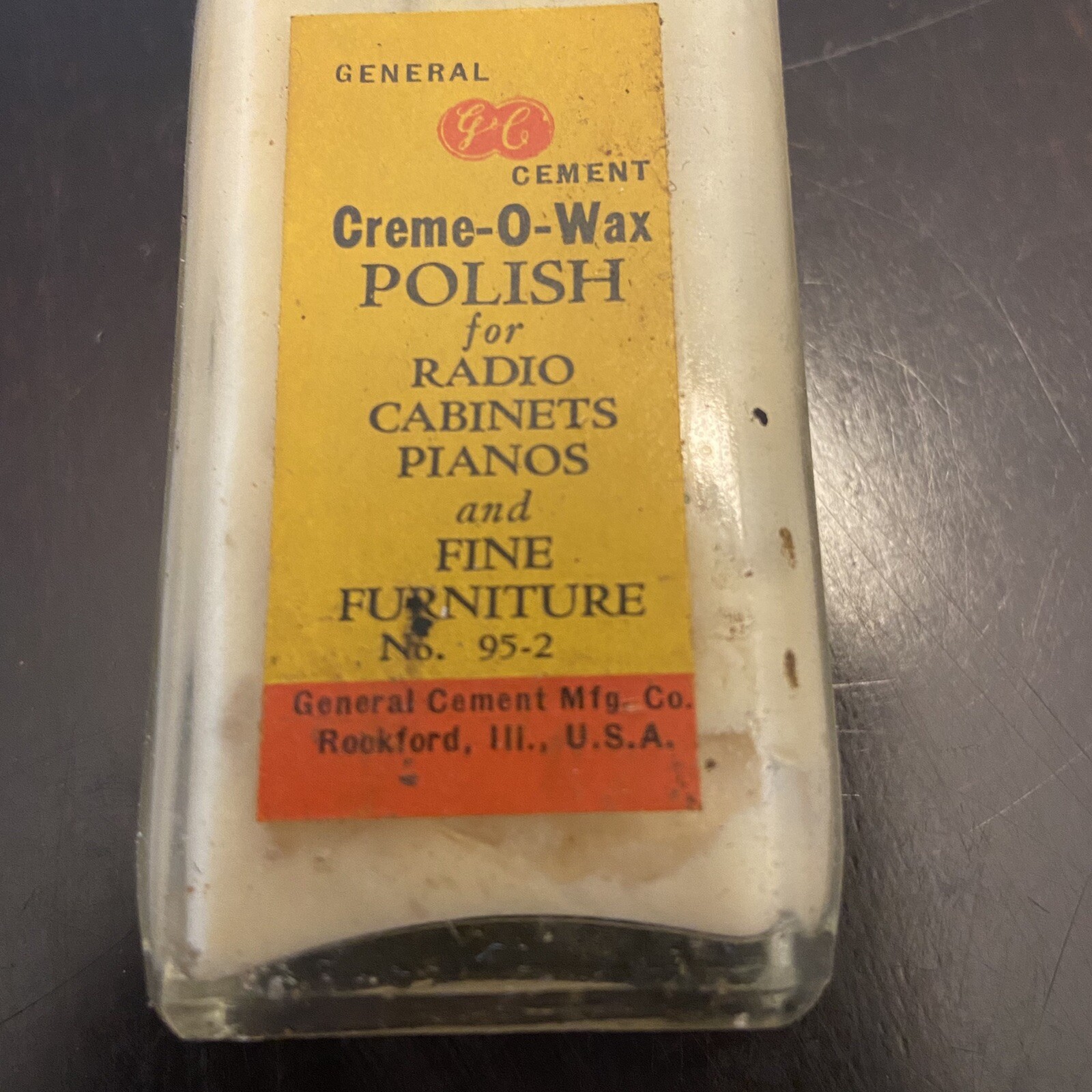 Antique Fine Furniture Polish/Wax, General Cement Mfg Co. Made