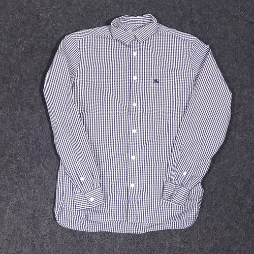 Burberry Brit Button Up Shirt Mens Medium White Blue Check Long Sleeve Cotton - 第 1/14 張圖片