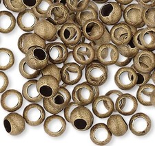 100 Antiqued Gold Plated Brass Smooth Micro 2.5mm Round Spacer Beads 1.5mm Hole