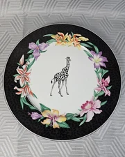 Fitz and Floyd "Fleurs Safari"  Collector's Series Giraffe Fine Porcelain Plate 