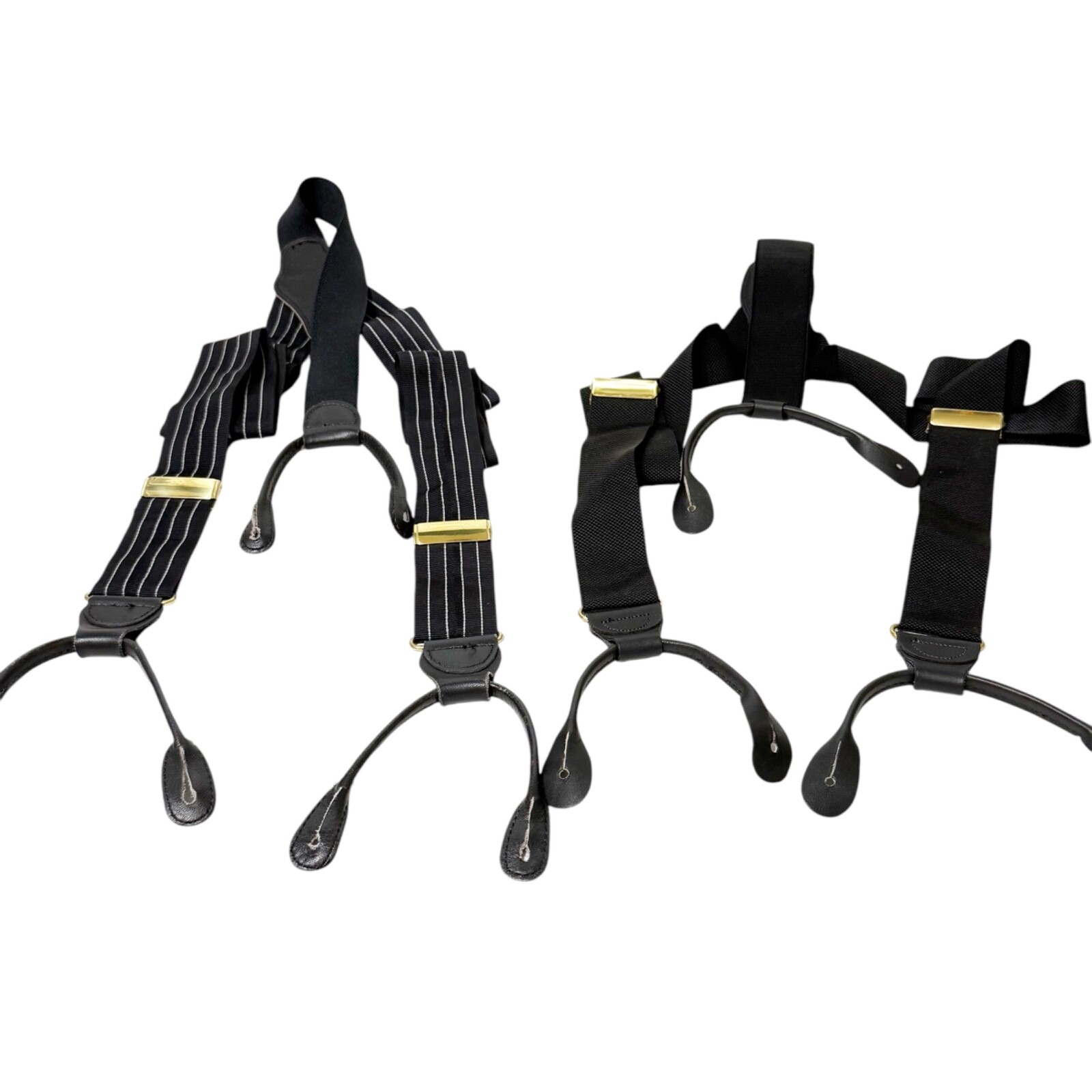 2 Fabric Leather Button Solid Brass Adjustable Su… - image 1