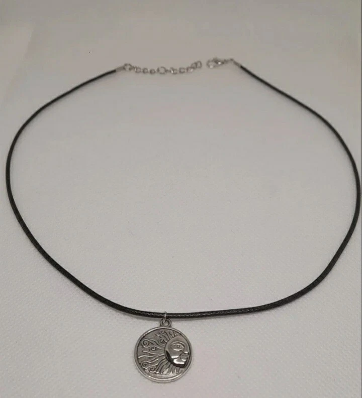 Collana in corda Unisex con Charm Ciondolo in zircone Color Argento Sole  - Immagine 2 di 2