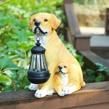 Afirst Solar Dog Statue Garden Decor- Outdoor Decor with Solar Lantern Lovely...