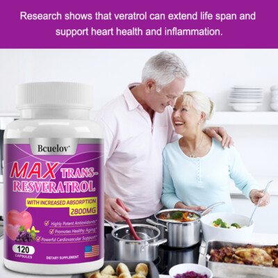 Resveratrol Supplement 1800 Mg Immunity Anti-Aging Antioxidant Supplement