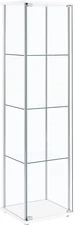 Bellatrix 4-Shelf Clear Glass Curio Display Cabinet, Modern Display Case with Te