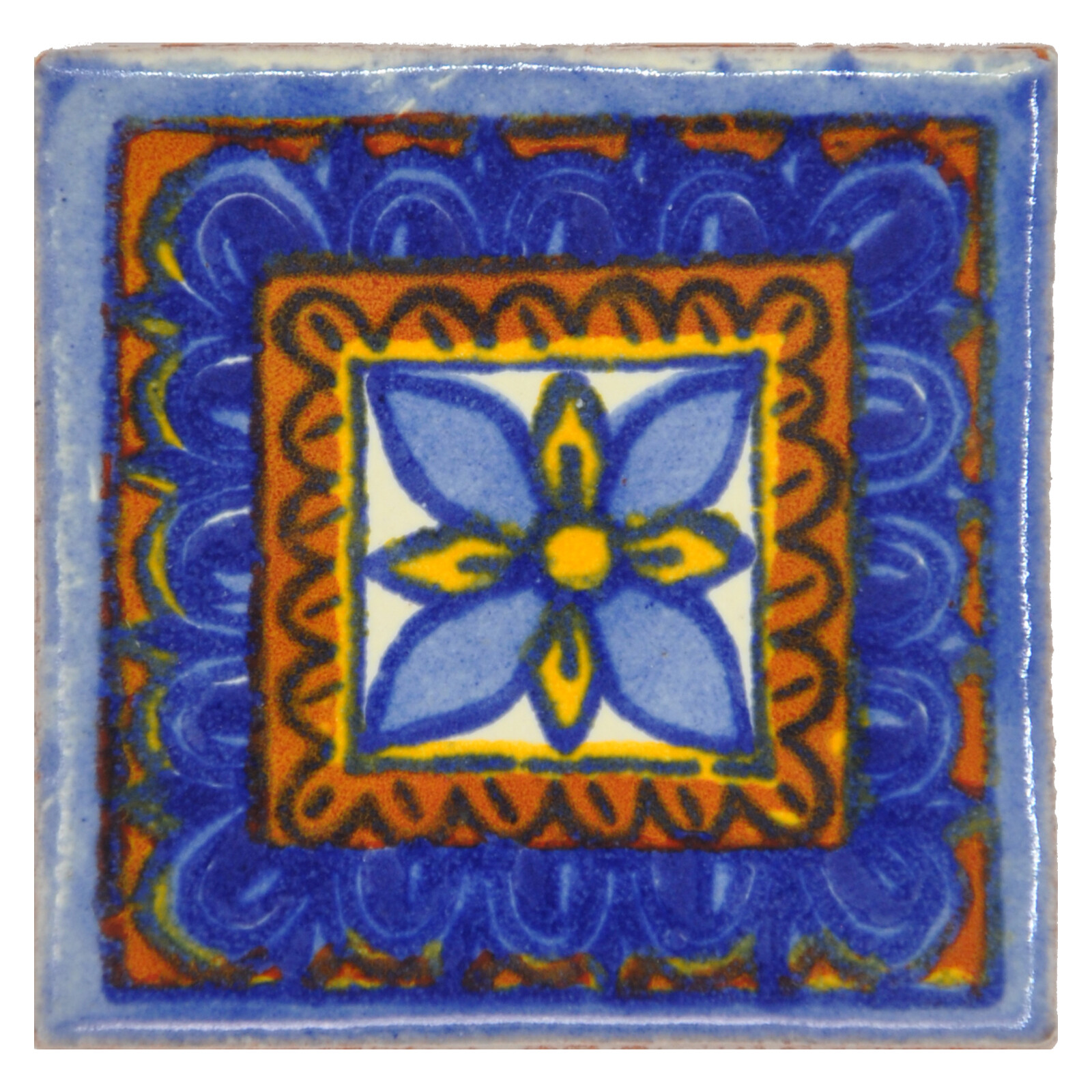 Yesenia - Handmade Mexican Ceramic Talavera Small 5cm Tile Ethically Sourced