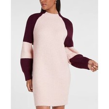 Express Colorblock Mock Neck Shift Sweater Dress XS