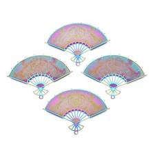 50Pcs Fan Stainless Steel Filigree Pendants Etched Metal Embellishments 33x46mm