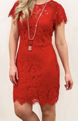 strapless open back dress Zion Lace Dress, Red / M main image 1