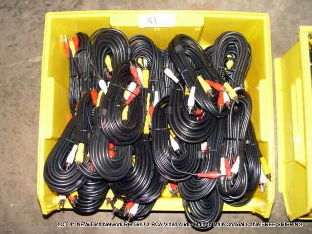 LOT OF 16 NEW Dish Network RG-59/U 3-RCA Audio Video Male to Male Coaxial Cables - Image 2 of 3