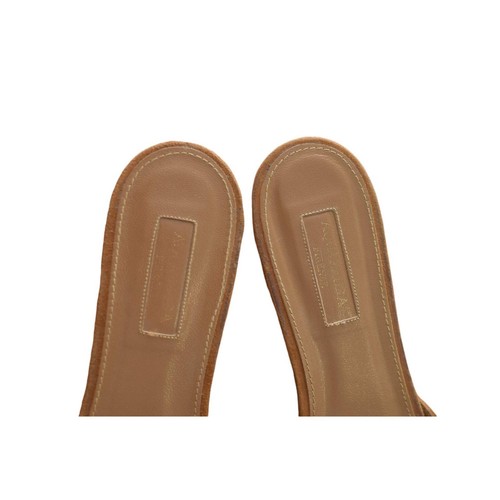 Zapatos Sandalia Aquazzura Marrón Gamuza Borlas Flecos Deslizables Planos Talla 37.5 - Imagen 7 de 8
