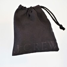 J Crew Drawstring Pouch Jewelry Dust Bag Black Sueded Fabric 4.75 x 4 in