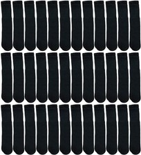 36 Units of Yacht  Smith Kids Black Solid Tube Socks Size 4-6 - Boys Crew Sock