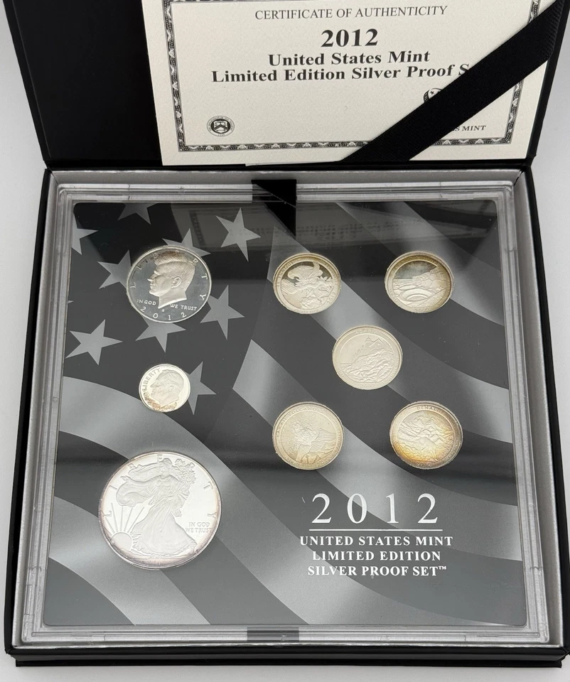 2012 U.S. Mint Limited Edition Silver Proof Set Toned Coins W/BOX/COA Item#659 - Image 2 of 4