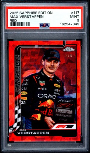 2025 TOPPS CHROME FORMULA 1 SAPPHIRE EDITION RED #117 MAX VERSTAPPEN 2/5 PSA 9