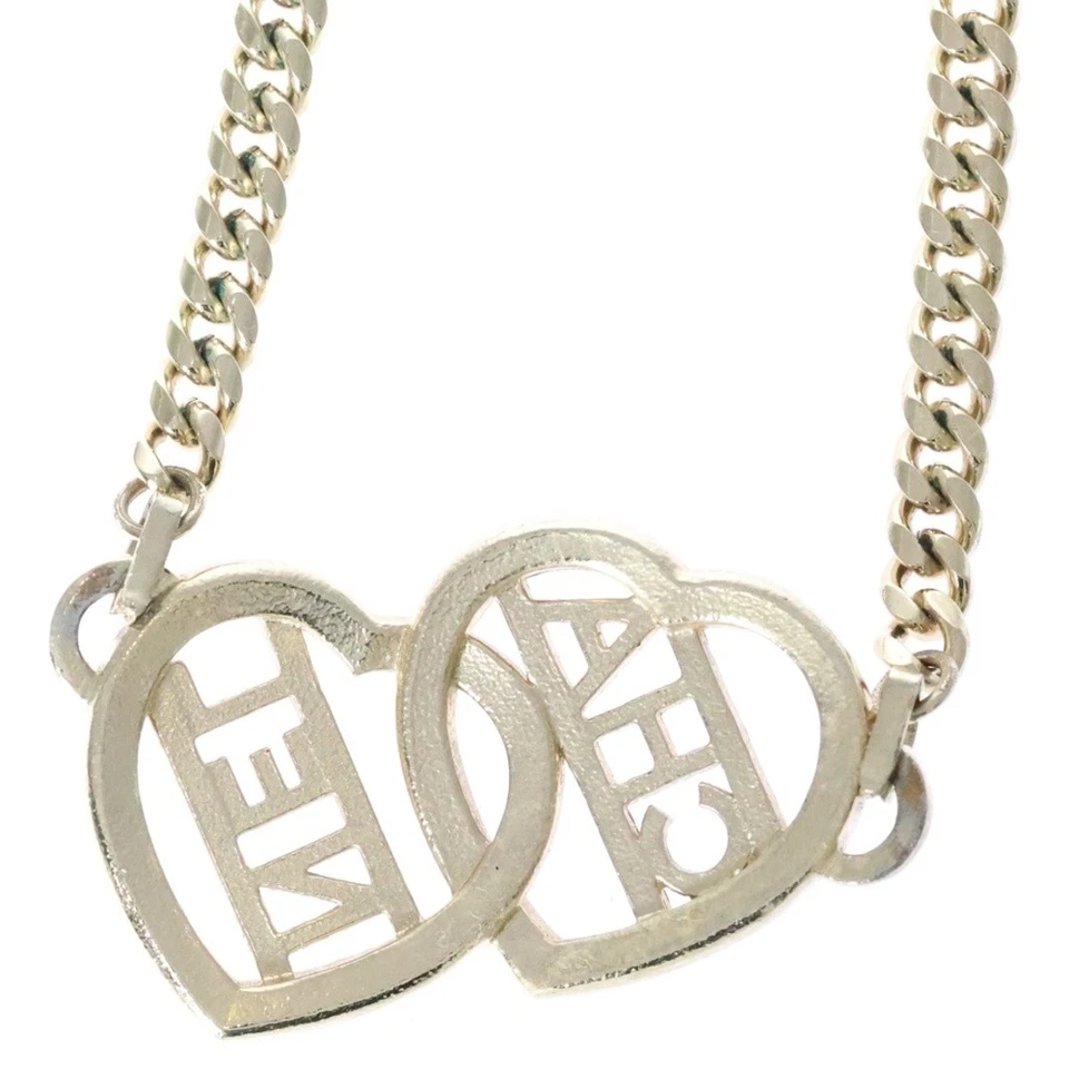 CHANEL Heart Rhinestone Logo Necklace Gold GP Accessories Used 5b2c1d02873b5fa95 - Image 2 of 4