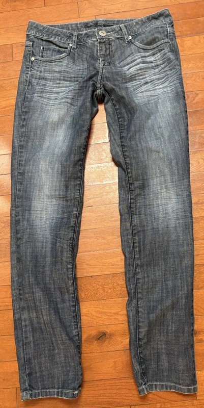 Guess Women’s Blue Dark Wash Skinny Denim Jeans 5-Pocket Button