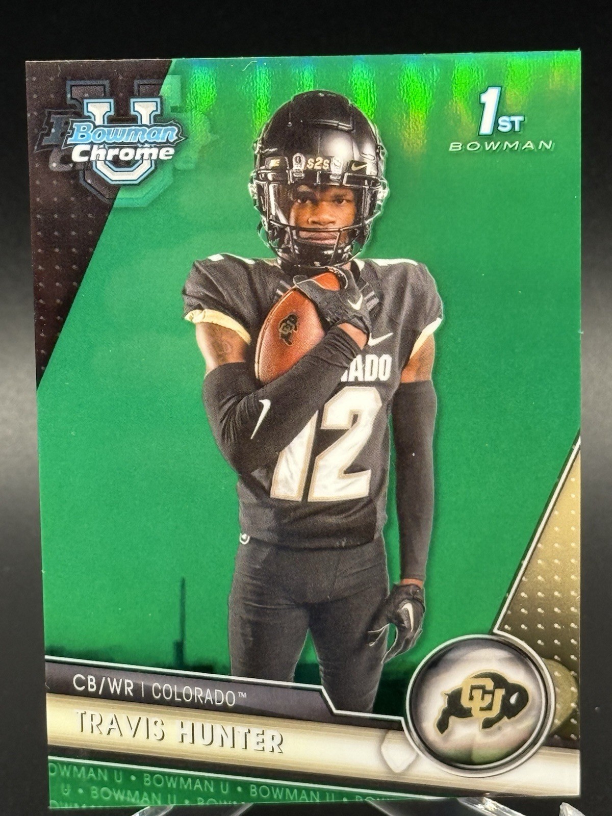 2023 Bowman U Chrome TRAVIS HUNTER Bowman 1st True Green Refractor /99