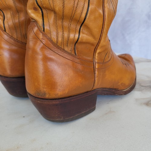 Pan Post SPAIN Style Embroidered Western Boots Men's Size 9 D Tan - Picture 12 of 22