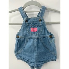 Vintage OshKosh B'gosh Baby Blue Denim Bubble Overalls 18M Made in USA 90s