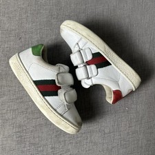 Gucci Ace Shoes Kids Size EU 26 White Leather Web Stripe Made in Italy