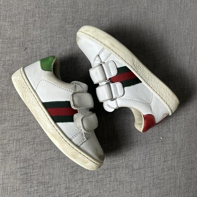 Gucci Ace Shoes Kids Size EU 26 White Leather Web Stripe Made in Italy