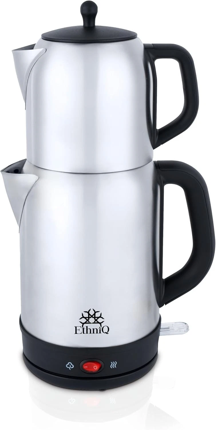 TeaVibe Electric Turkish Tea Maker - Stainless Steel 120V Double Pot Kettle &...