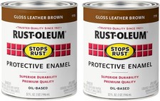 Rust-oleum 7775502-2pk Stops Rust Brush On Paint Quart Gloss Leather Brown P