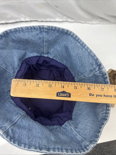 Cappello vintage denim increspato secchiello taglia media blu jeans - Foto 6 di 7