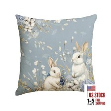 Easter Bunny Blue Throw Pillow Cover, 18x 18 Inch 18" x 18" Pack of 1