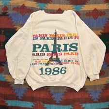 Vintage 1986 Paris France Eiffel Tower Crewneck Sweatshirt Size L repaired