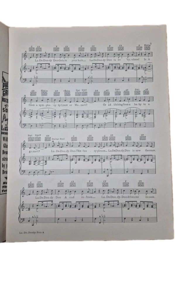 Partitura de música La De Doody Doo Duke Ellington Billy Debeck creador de Barney Googl Foto 2 de 4