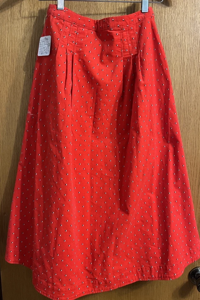 Maxi Falda Free People Roja Lunares Love Fool Cord Talla 0 Nueva con Etiquetas Foto 4 de 4