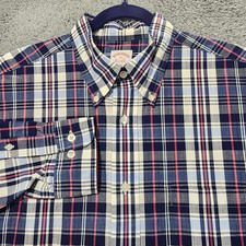 Brooks Brothers Button Down Shirt Mens M Blue Plaid Madison Fit Long Sleeve