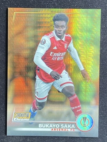 Bukayo Saka 2022-23 Topps Stadium Club Chrome UCL Gold Prism Refractor /50 #72