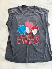 VINTAGE 80s Screen Stars Large Thompson Twins Black Gray Sleeveless TOUR Shirt