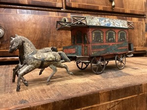 Rare 19th century Antique Gunthermann German Tinplate litho Horse drawn bus