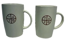 Starbucks Tazo Mug Pair 2012 White Ceramic Coffee Tea Cups 11.8oz EUC