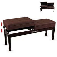 5 Core Duet Piano Bench 3.5 Inch Padded Cushioned Double Seater Wooden Stool