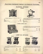 1927 PAPER AD Sterno alcohol burning stove store display box case union lamp oil