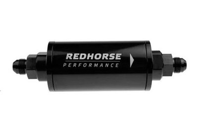 Redhorse 4651-06-2 6'' Cylindrical In-Line Race Fuel Filter-06 AN-Black