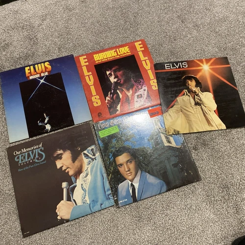 5 Vintage Elvis LP Lot - Burning Love - Moody Blue - Memories - RCA Vinyl