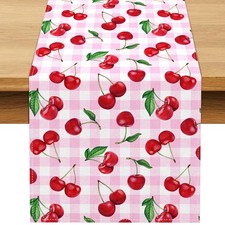 Cherry Table Runner 13x72 Inch Spring Summer Fruit Birthday Party Decoration